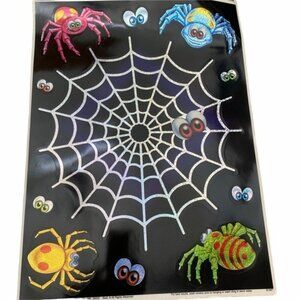 Vintage JMC Halloween Glitter Hologram Window Clings Decorations